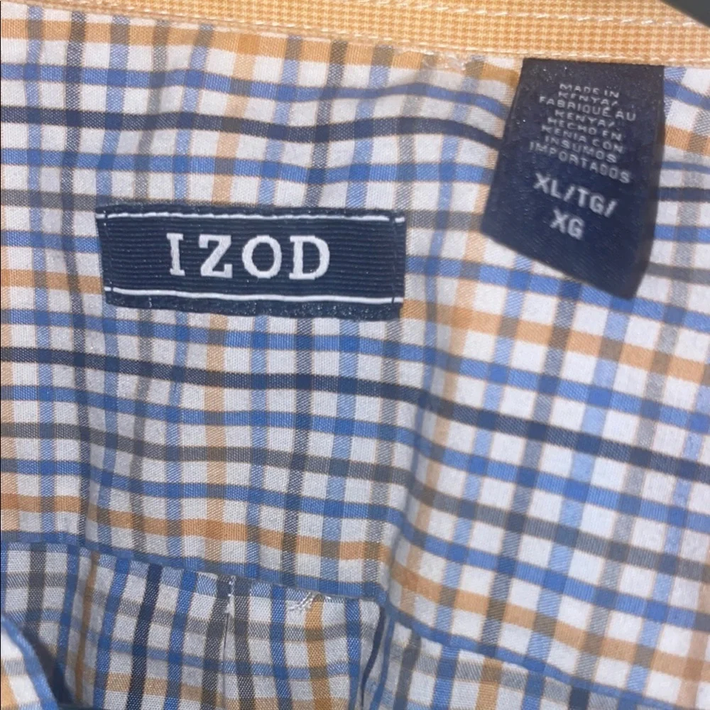 IZOD Men's Blue and White Checkered Shirt - Picture 2 of 3